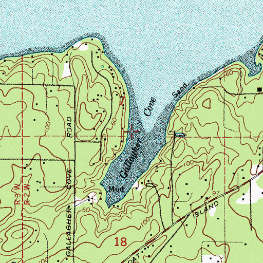 Topographic Map of Gallagher Cove, WA