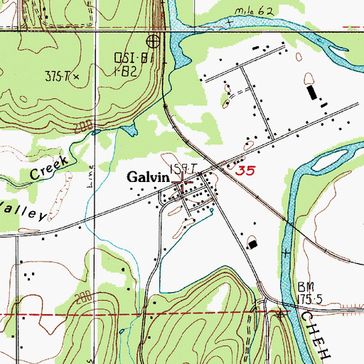 Topographic Map of Galvin, WA