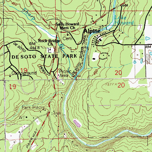 Topographic Map of Sharp Branch, AL