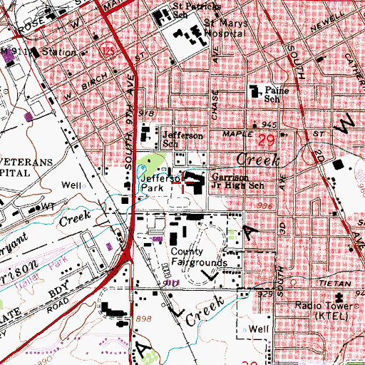 Topographic Map of Garrison Middle School, WA