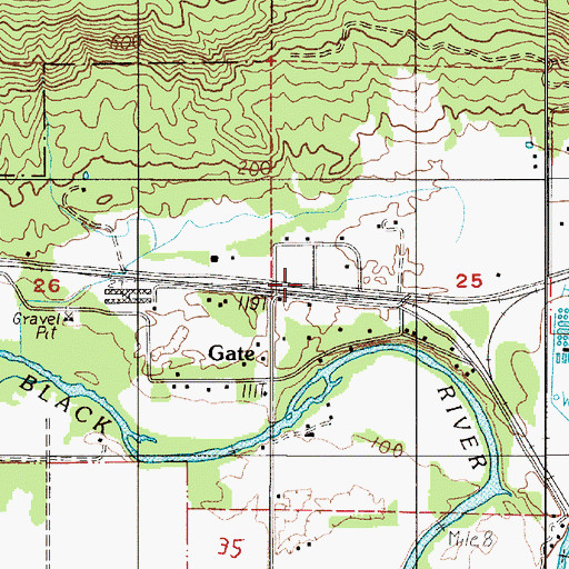 Topographic Map of Gate, WA