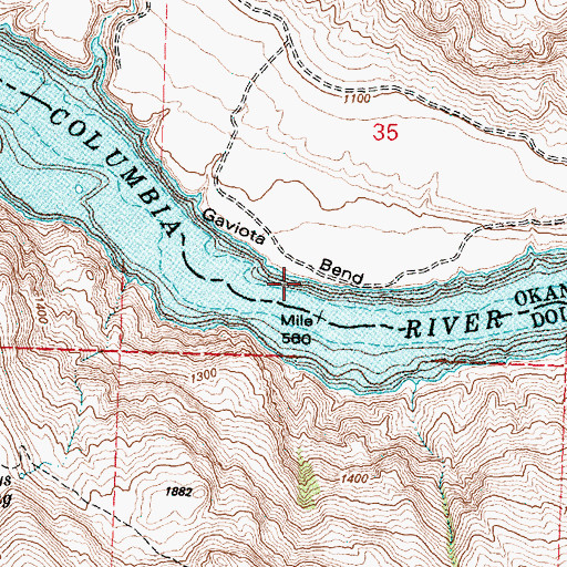 Topographic Map of Gaviota Bend, WA