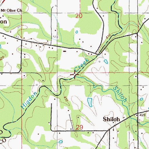 Topographic Map of Shiloh Creek, AL