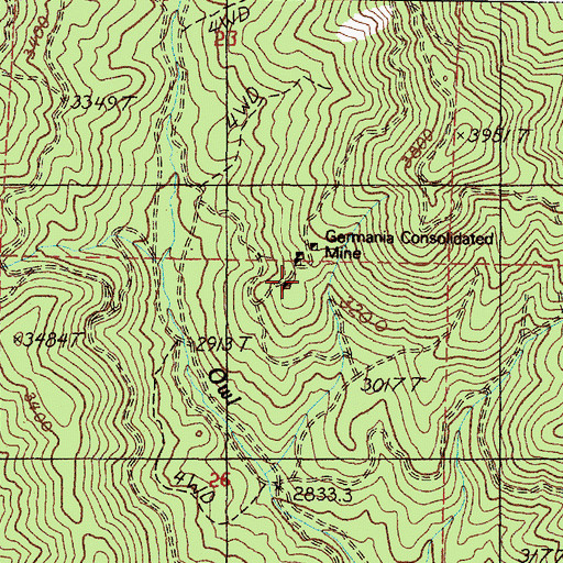 Topographic Map of Germania Consolidated Mine, WA