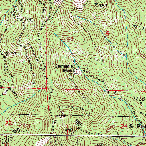 Topographic Map of Germania Mine, WA