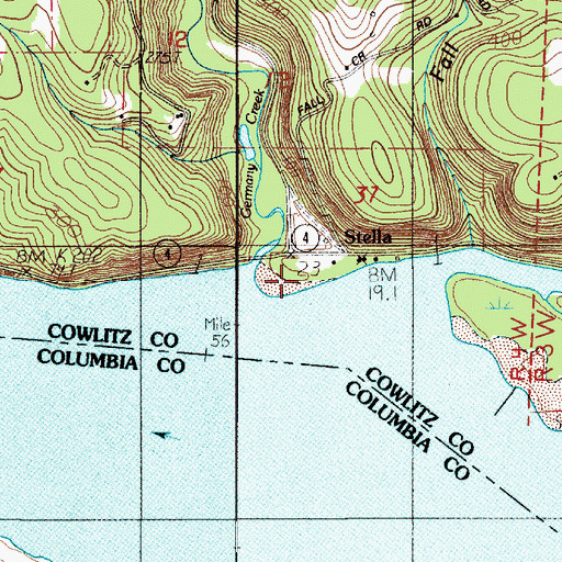 Topographic Map of Germany Creek, WA