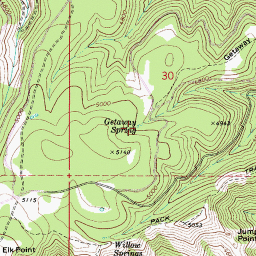 Topographic Map of Getaway Spring, WA