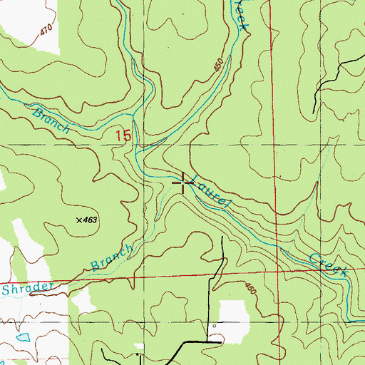 Topographic Map of Shrader Branch, AL