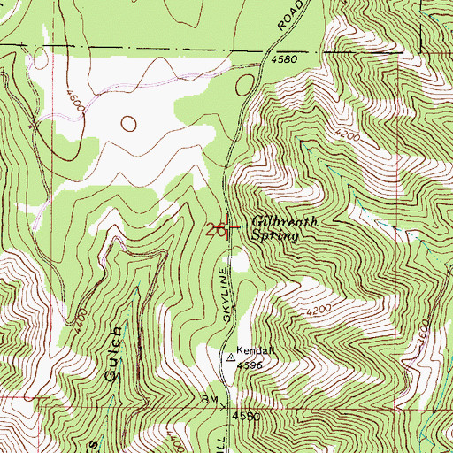 Topographic Map of Gilbreath Spring, WA