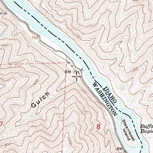 Topographic Map of Gilmore Gulch, WA