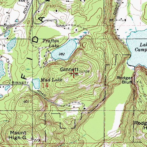 Topographic Map of Ginnett Hill, WA