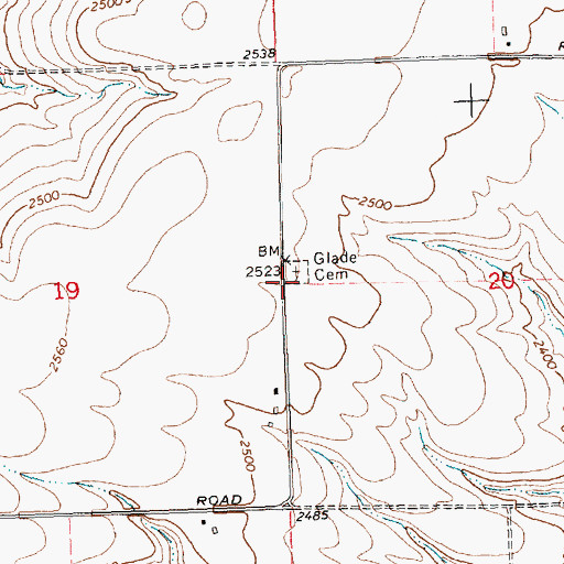 Topographic Map of Glade Cemetery, WA