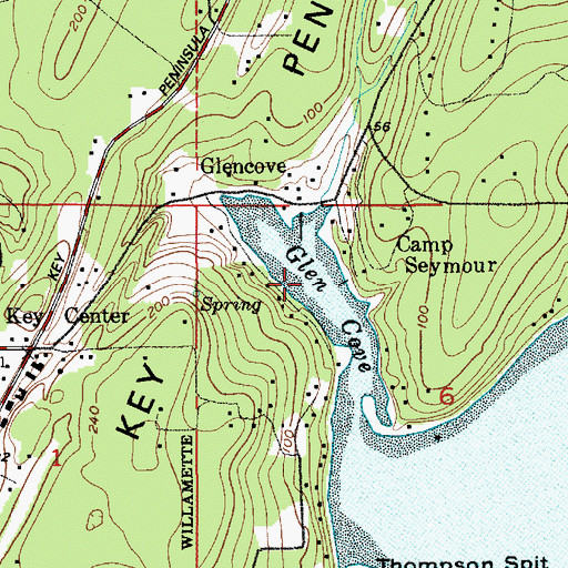 Topographic Map of Glen Cove, WA