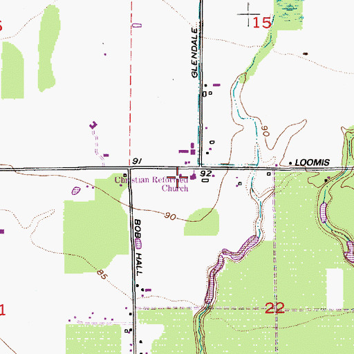 Topographic Map of Glendale Church, WA