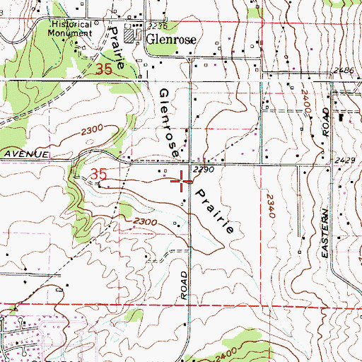Topographic Map of Glenrose Prairie, WA