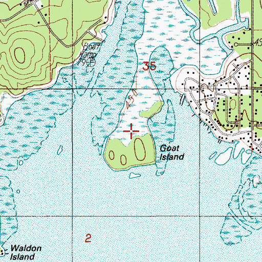 Topographic Map of Goat Island, WA