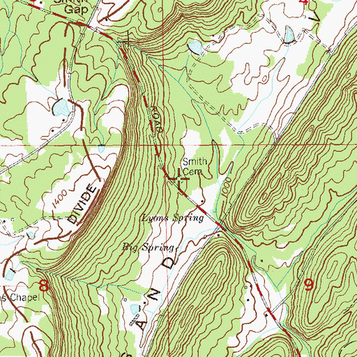 Topographic Map of Smith Cemetery, AL