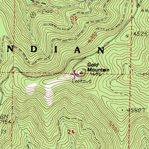 Topographic Map of Gold Mountain, WA