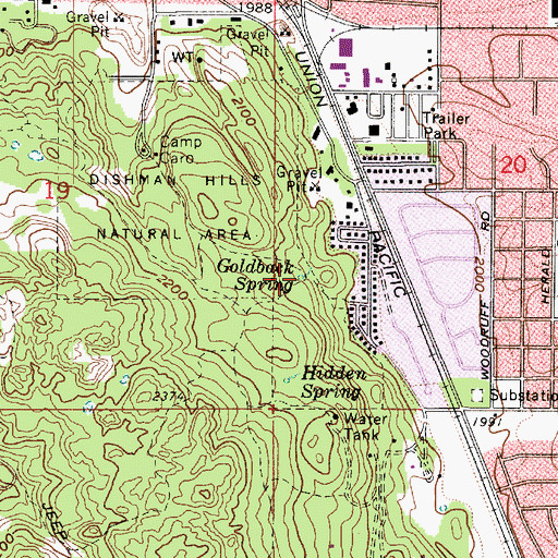 Topographic Map of Goldback Spring, WA