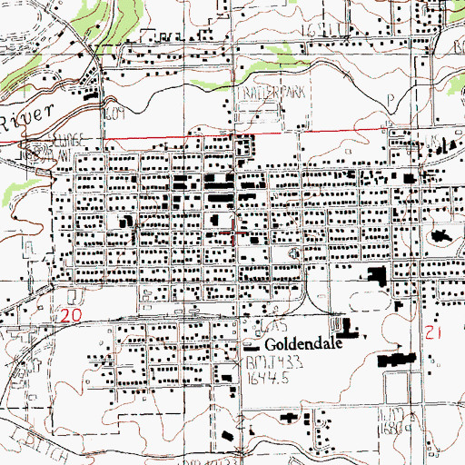 Topographic Map of Goldendale, WA