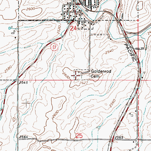 Topographic Map of Goldenrod Cemetery, WA