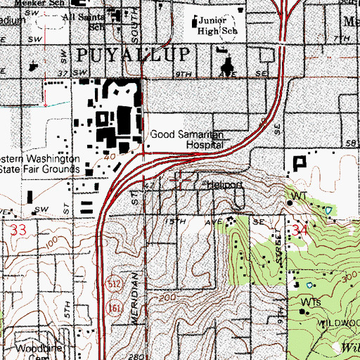 Topographic Map of Good Samaritan Hospital, WA