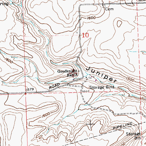 Topographic Map of Goodknight Ranch, WA
