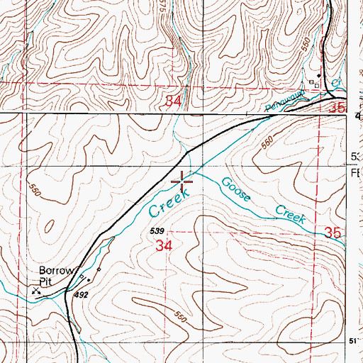 Topographic Map of Goose Creek, WA