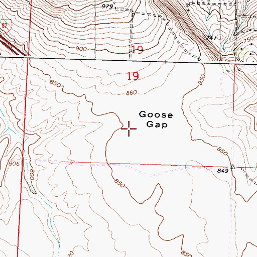 Topographic Map of Goose Gap, WA