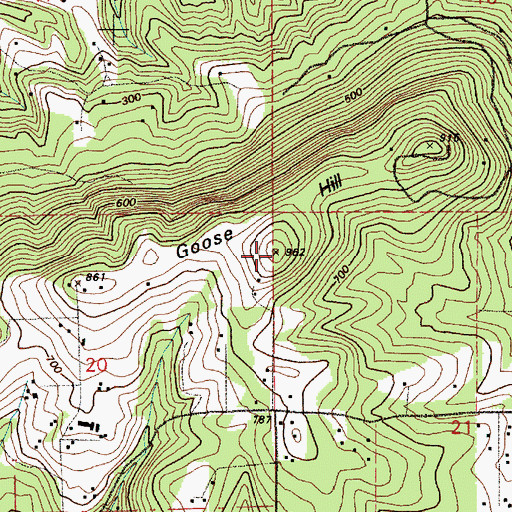 Topographic Map of Goose Hill, WA