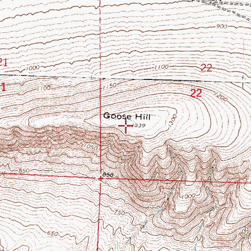Topographic Map of Goose Hill, WA