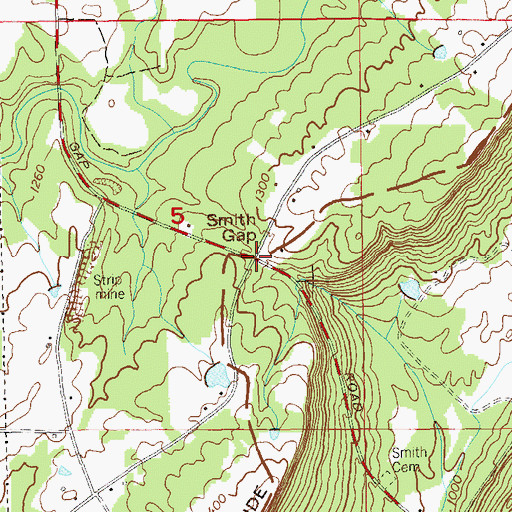 Topographic Map of Smith Gap, AL