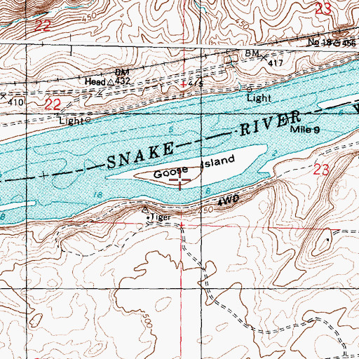 Topographic Map of Goose Island, WA