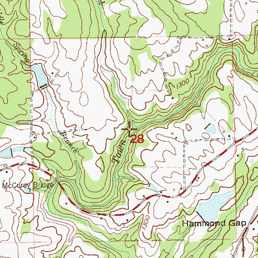 Topographic Map of Snake Creek, AL
