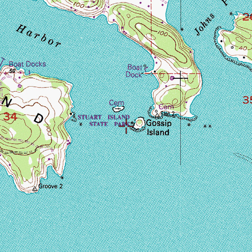 Topographic Map of Gossip Island, WA