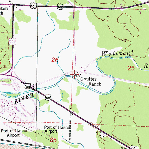 Topographic Map of Goulter Ranch, WA