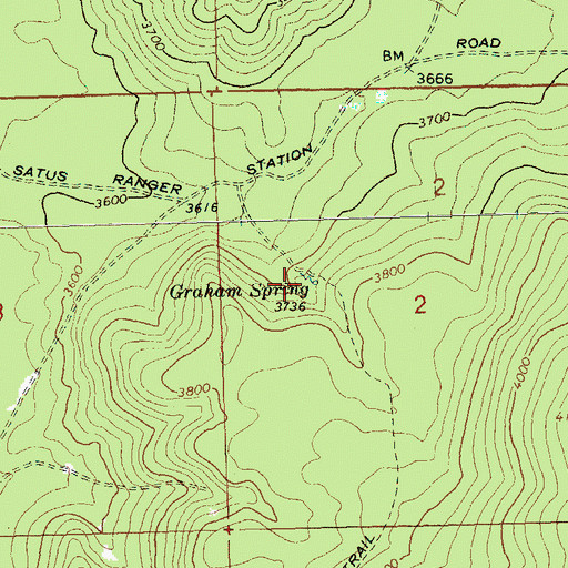 Topographic Map of Graham Spring, WA