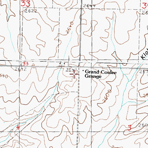 Topographic Map of Grand Coulee Grange, WA