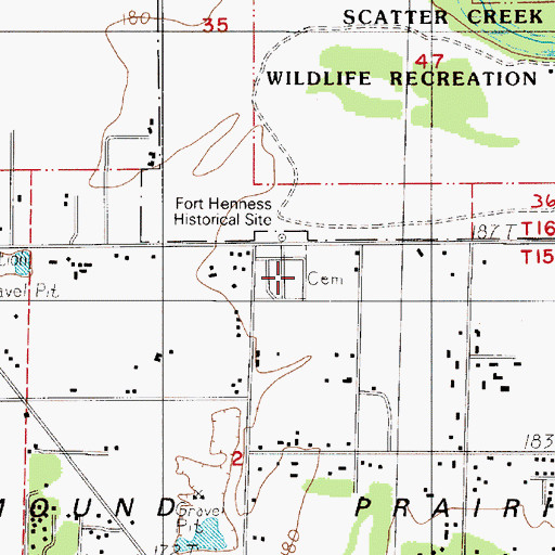 Topographic Map of Grand Mound Cemetery, WA