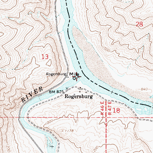 Topographic Map of Grande Ronde River, WA