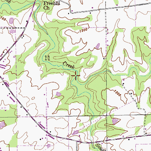 Topographic Map of South Fork Blackoak Creek, AL