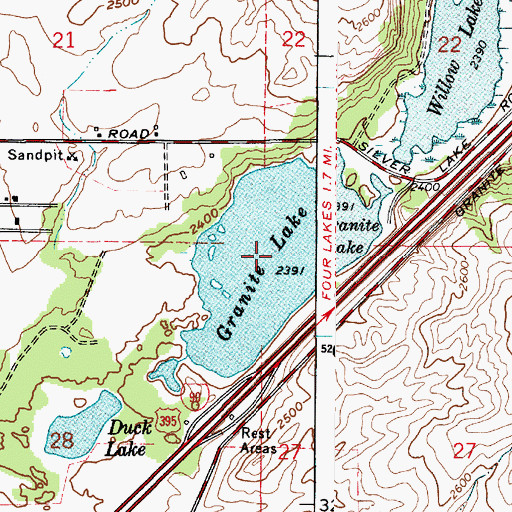 Topographic Map of Granite Lake, WA