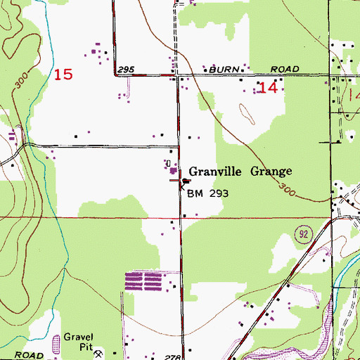Topographic Map of Granville Grange, WA