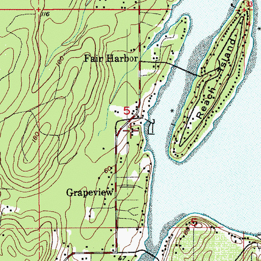 Topographic Map of Grapeview School, WA