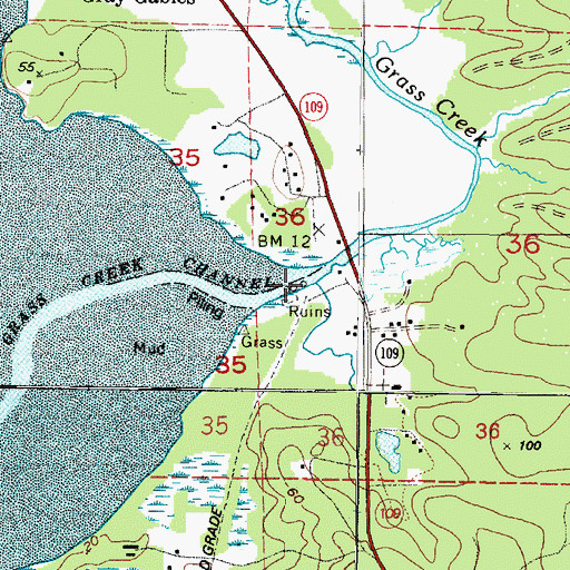 Topographic Map of Grass Creek, WA