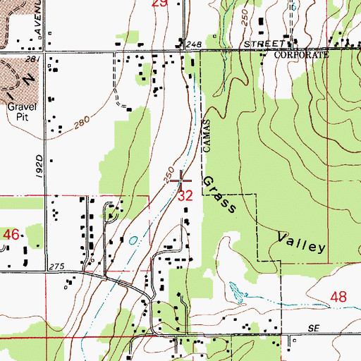 Topographic Map of Grass Valley, WA
