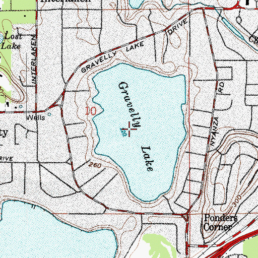 Topographic Map of Gravelly Lake, WA