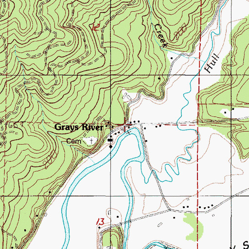 Topographic Map of Grays River, WA