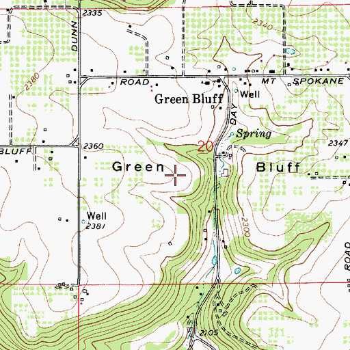 Topographic Map of Green Bluff, WA