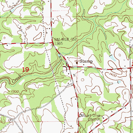 Topographic Map of Stamp, AL